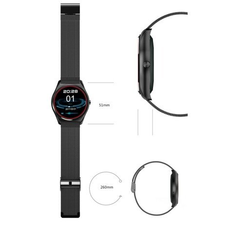 Ceas Smartwatch iUni N3 Plus, BT, 1.3 Inch, IOS si Android, Black